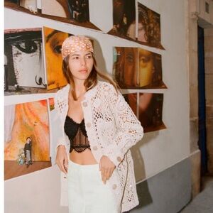 Zara Elegant Cream Crochet Cardigan